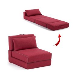 Fauteuil Lit Pliable Avec Coussin Couleur Rouge (F108)