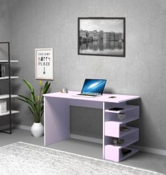 Bureau Avec Rangement Zigzag Mauve Clair – (A344M)