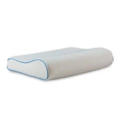Oreiller Ergonomique Courbée Viscogel en Mousse à Mémoire de Forme et Gel Ultra Rafraîchissant