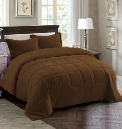Couette 2 Places Couleur Marron Unie + 2 Taies D’oreillers Gratuits 220 X 240 cm