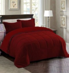 Couette 2 Places Couleur Rouge Bordeaux Unie + 2 Taies D’oreillers Gratuits 220 X 240 cm