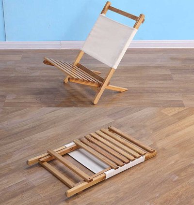 Chaise de Plage et Camping Pliable en Bois Rouge (Petit Modèle)