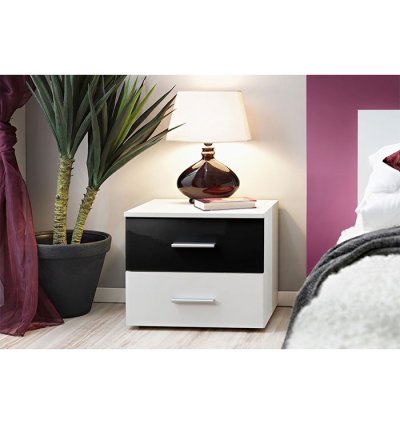Chambre à Coucher Prestige Noir et Blanc + Matelas et 2 Oreillers Gratuits
