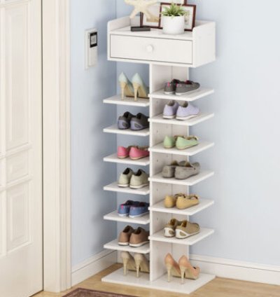 Étagère de Rangement Pour Chaussures à 8 Niveaux Blanc