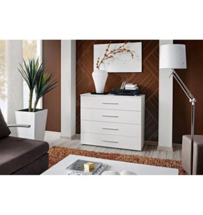 Commode avec 4 Tiroirs Couleur Blanc