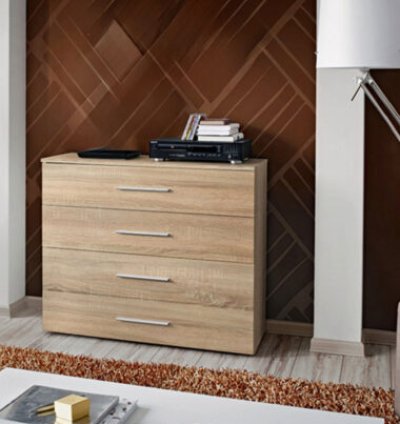 Meuble de Bureau Avec 4 Tiroirs Couleur Chêne