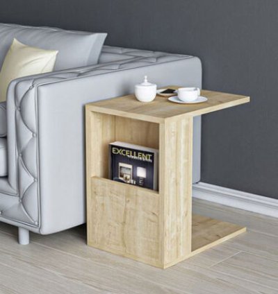 Table Moderne Pratique et Fonctionnelle Avec Espace de Rangement Couleur Sonoma Clair