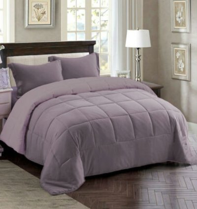 Couette 2 Places Couleur Gris Unie + 2 Taies D’oreillers Gratuits 220 X 240 cm