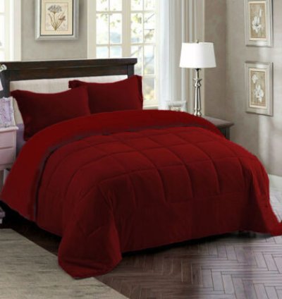 Couette 2 Places Couleur Rouge Bordeaux Unie + 2 Taies D’oreillers Gratuits 220 X 240 cm
