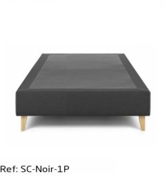 Sommier Capitonné Une Place Noir Tissu Anti-taches