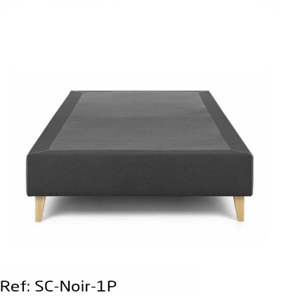 Sommier Capitonné Une Place Noir Tissu Anti-taches