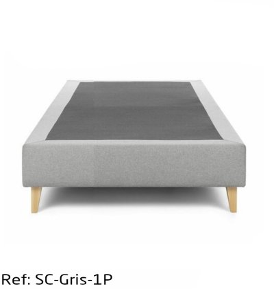 Sommier Capitonné Une Place Gris Tissu Anti-taches